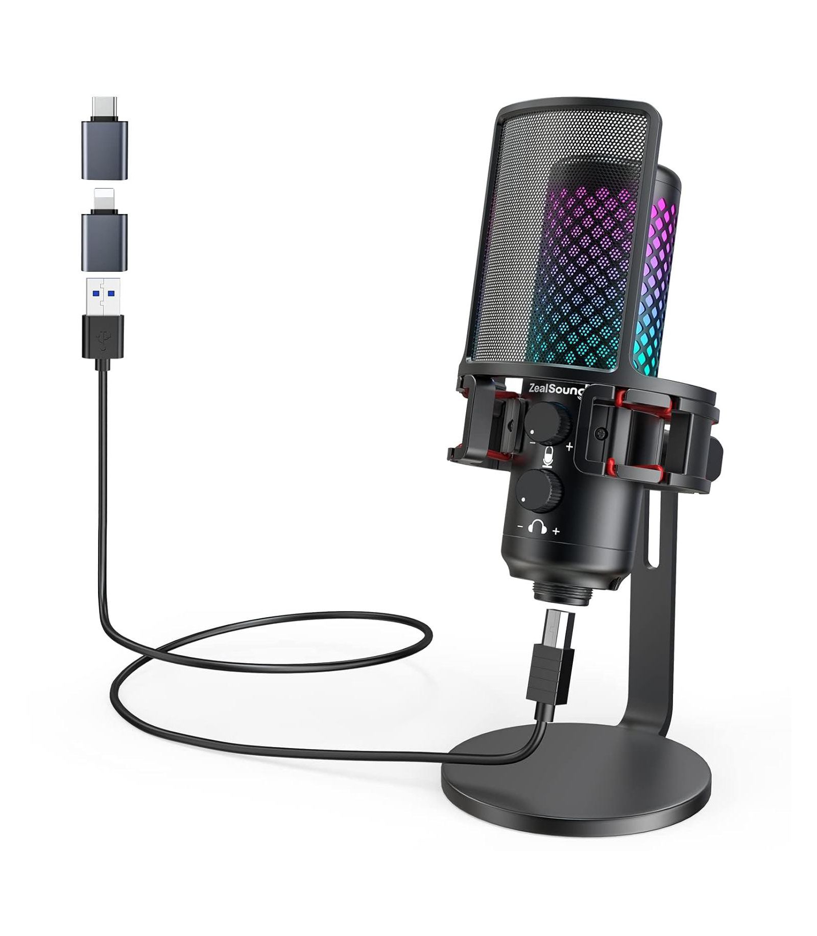 Zealsound BKD-12A USB Gaming RGB Microphone for PC, Phone, PS4, PS5