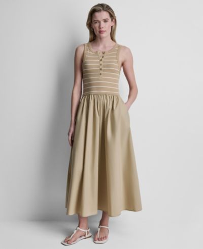 DKNY Jeans Women's Rib Henley Tank Maxi Dress