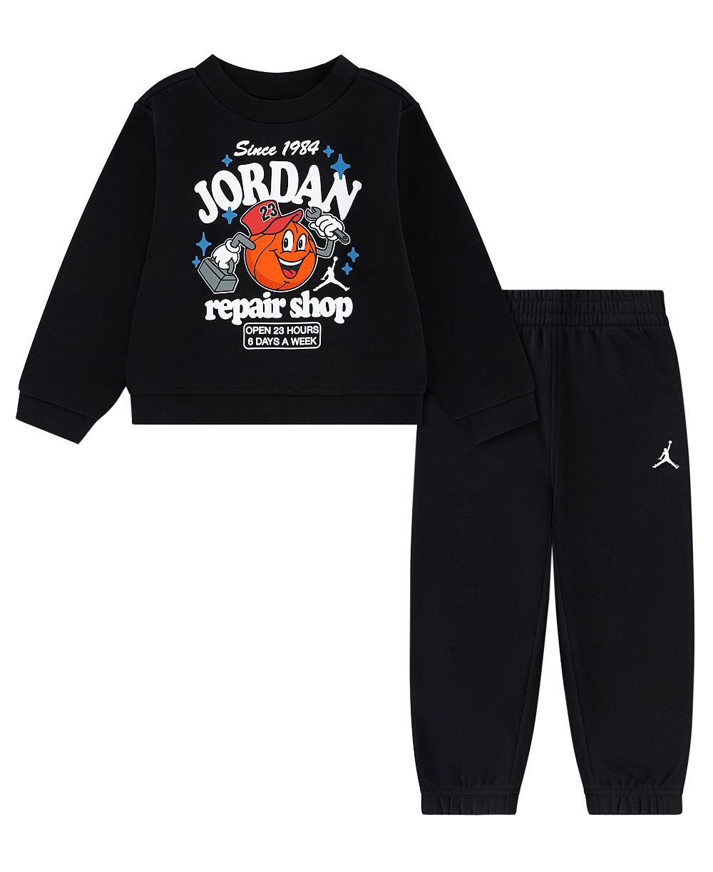 детский комплект Jordan: флисовый топ с длинным рукавом и брюки в полоску, 2-piece set