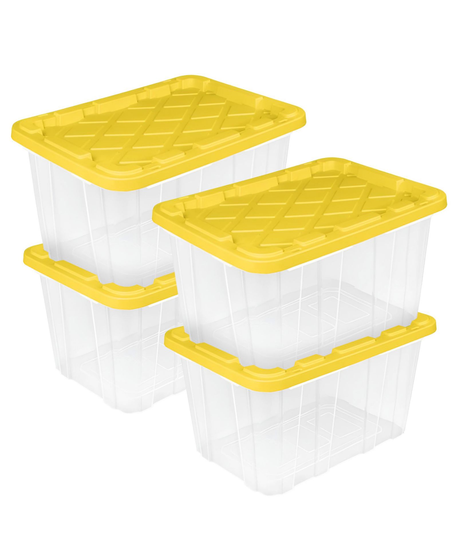 Sterilite Industrial Storage Box with Carrying Handles, 27 Gal, Yellow, 4 Pack