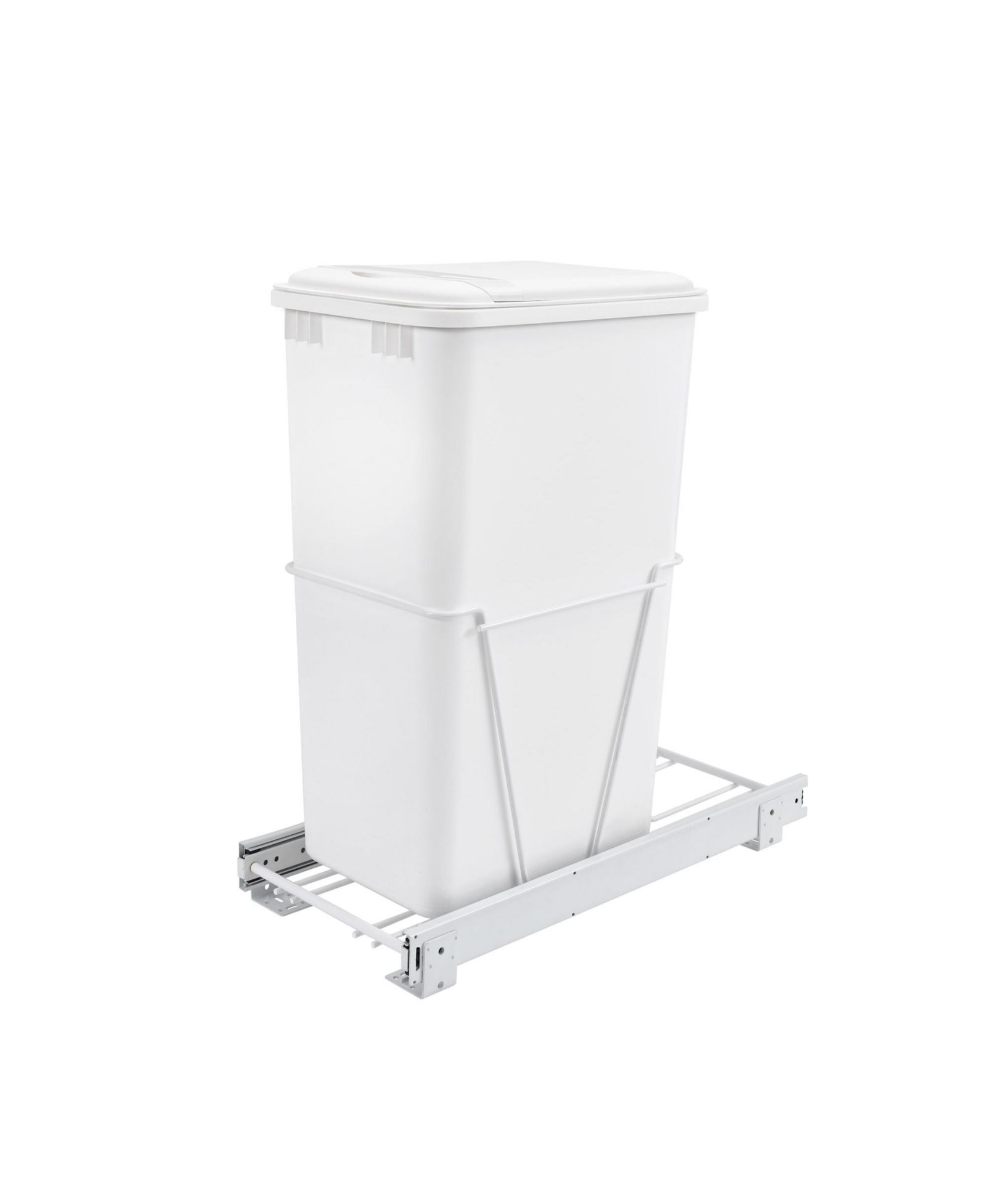 Rev-A-Shelf Pullout 50 qt. Sliding Trash Can for Kitchen, White, RV-12PB-50 S