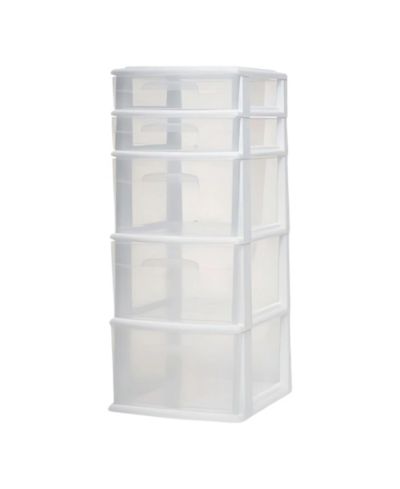 Стеллаж для хранения Homz Plastic, 5 ящиков, белый