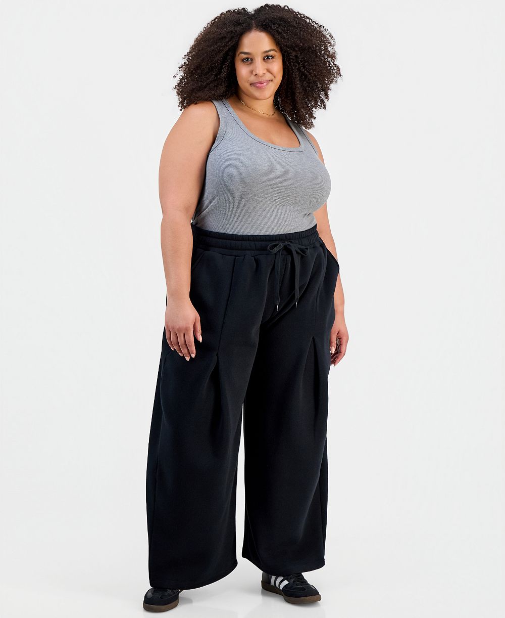 FULL CIRCLE TRENDS Trendy Plus Size Barrel-Leg Pants