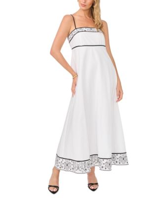 Vince Camuto Women's Square Neck Spaghetti Strap Midi Dress