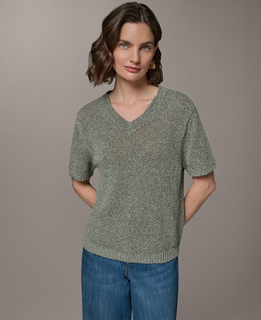 Donna Karan Weekend Women's Short-Sleeve V-Neck Sweater