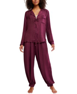 Женский комплект пижам Free People Let's Sleep In из мягкого бархата в полоску