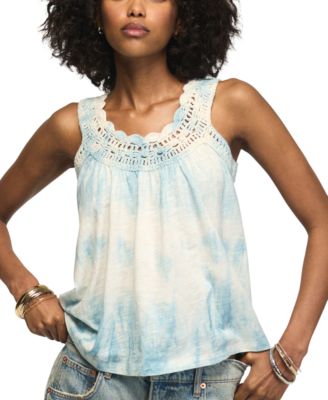 Женский топ Lucky Brand Tie-Dye Crochet с круглым вырезом