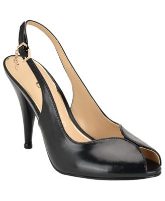 GUESS Women's Ilovea Leather Peep Toe Sculpted Stiletto Pumps