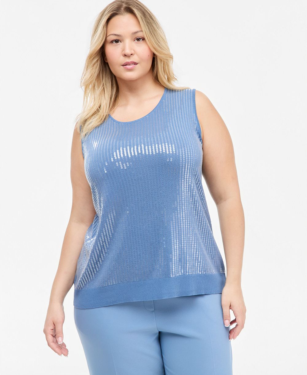 Anne Klein Женский топ без рукавов с пайетками и вырезом Scoop Neck, Plus Size