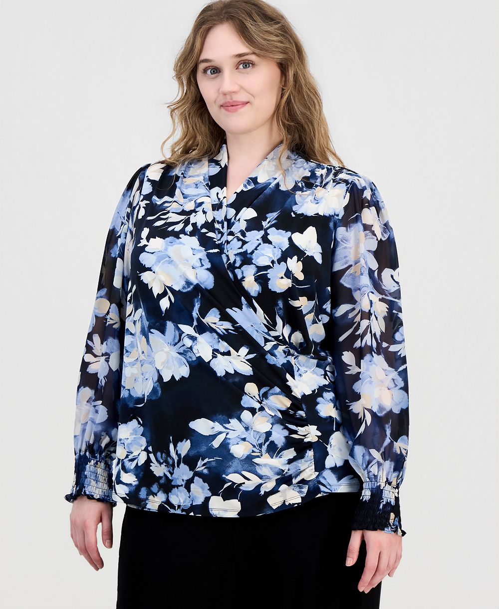 Женский топ Anne Klein Plus Size Printed Mixed-Media