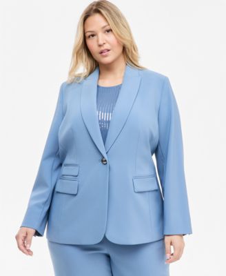 Anne Klein Блейзер Plus Size с однопуговичной застежкой и воротником с вырезом