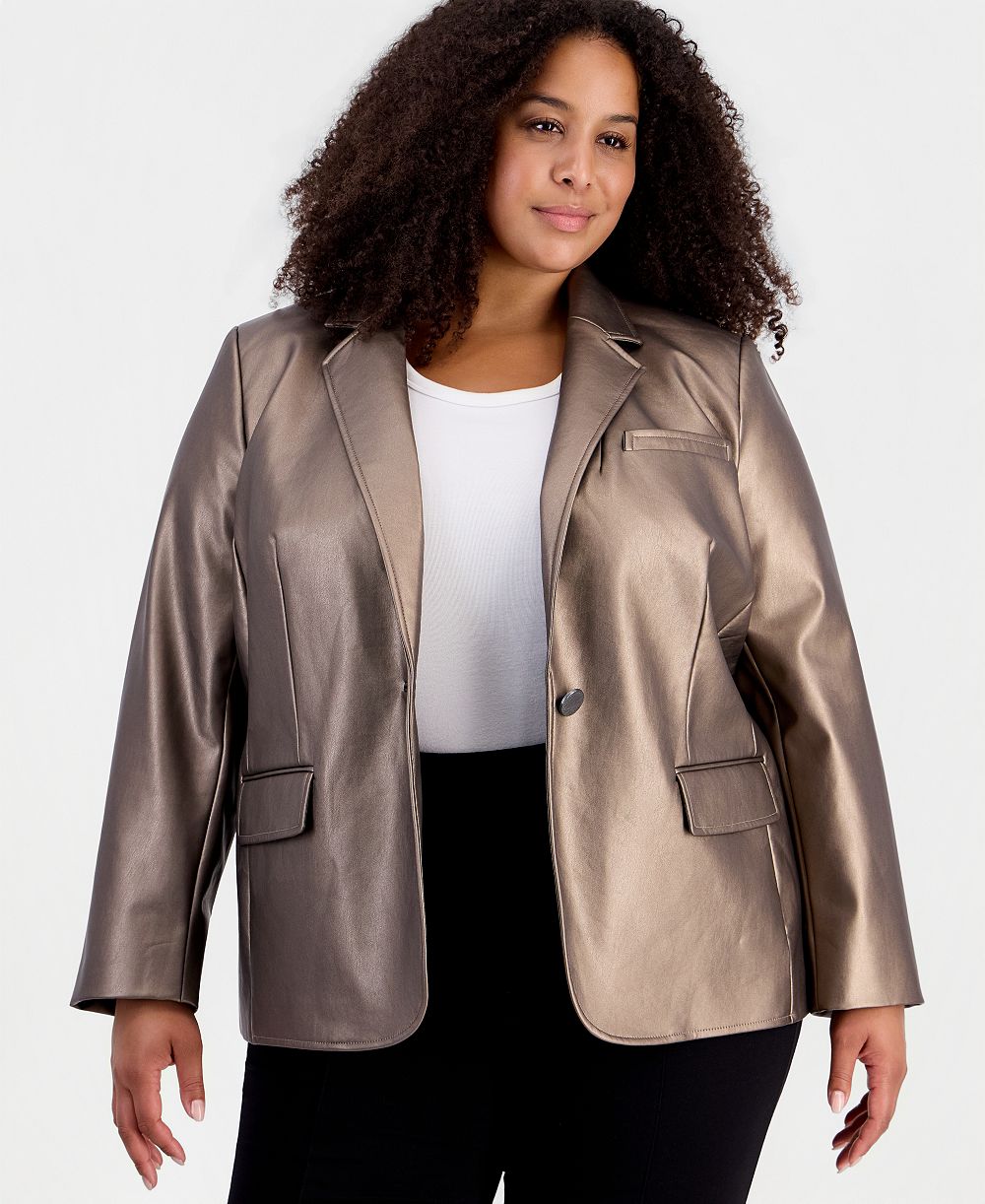 Anne Klein Plus Size Notch-Collar Long-Sleeve Blazer