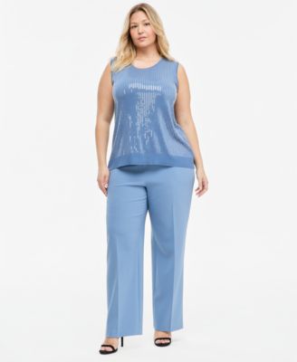 Брюки Anne Klein Plus Size Wide-Leg Pull-On