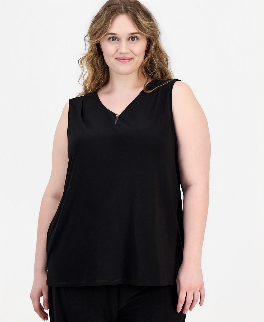 Топ Anne Klein Essentials с V-образным вырезом без рукавов, Plus Size