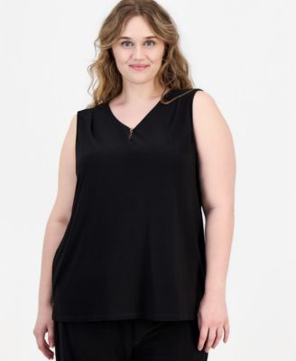 Топ Anne Klein Essentials с V-образным вырезом без рукавов, Plus Size