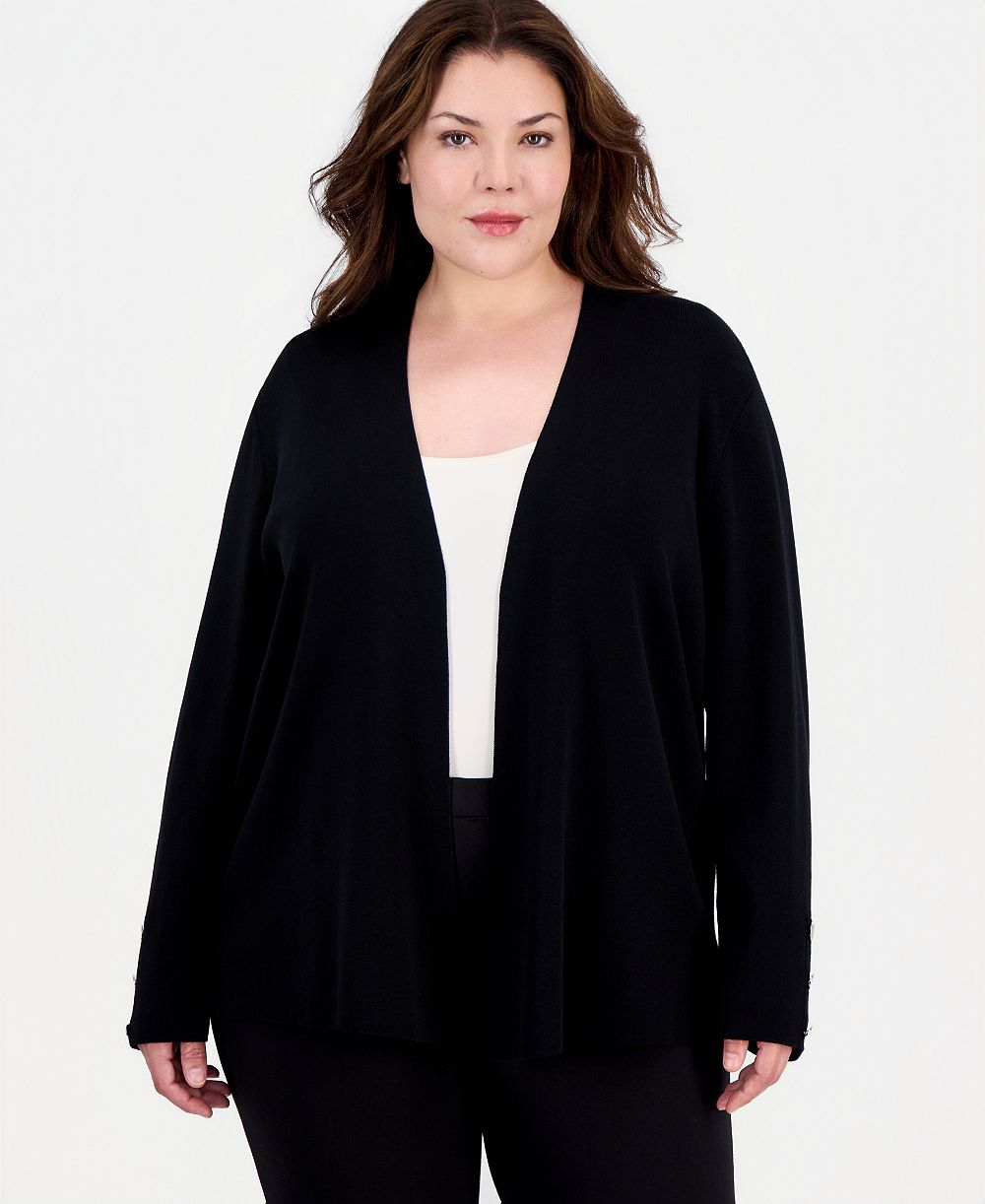 Кардиган Anne Klein Essentials Plus Size Collarless Open-Front