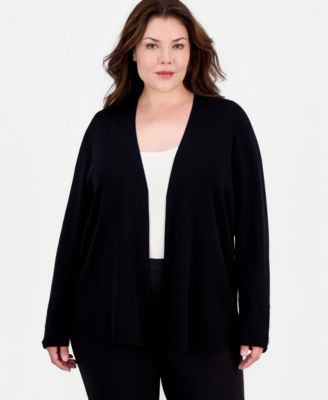 Кардиган Anne Klein Essentials Plus Size Collarless Open-Front