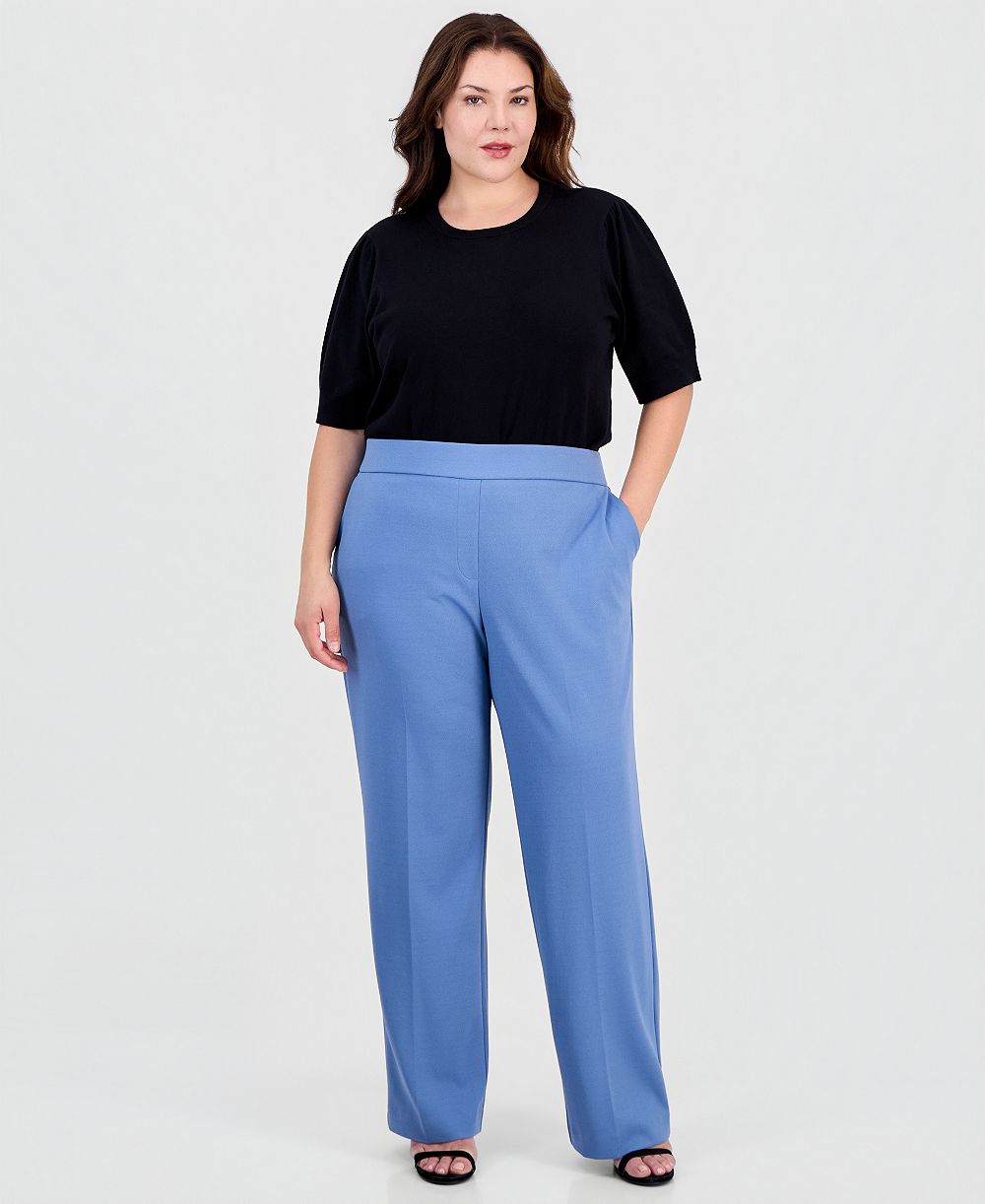 Anne Klein Essentials Plus Size Pull-On Slash Pocket Pants