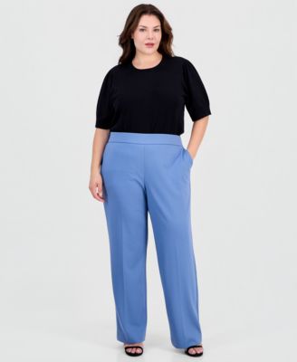 Anne Klein Essentials Plus Size Pull-On Slash Pocket Pants