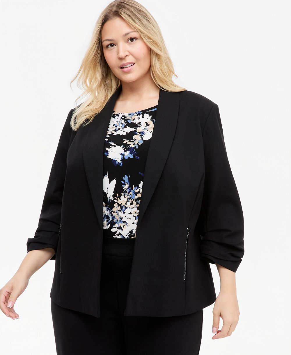 Anne Klein Essentials Plus Size 3/4-Sleeve Open Front Jacket