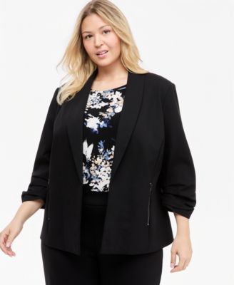 Anne Klein Essentials Plus Size 3/4-Sleeve Open Front Jacket