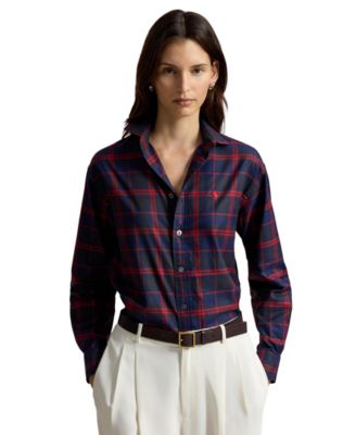 Polo Ralph Lauren Women's Plaid Relaxed-Fit Cotton-Twill Button-Down Shirt