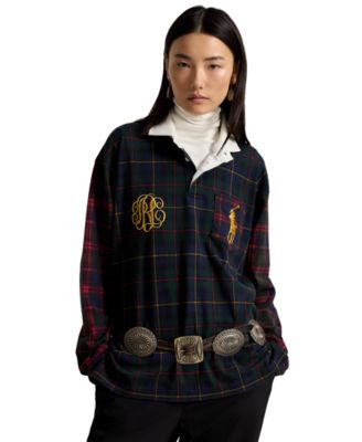 Polo Ralph Lauren Women's Long-Sleeve Rugby Collar Plaid Rugby Jersey