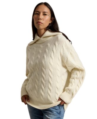 Женский oversized-свитер Polo Ralph Lauren из косички с воротником-шалью