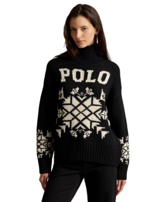 Женский свитер Polo Ralph Lauren из шерстяной смеси с воротником-стойкой и узором "снежинка"
