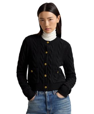Polo Ralph Lauren Women's Wool-Cashmere Cable-Knit Cropped Cardigan