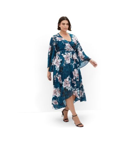 CITY CHIC Women's Jade Blossom Long Sleeve Maxi Dress