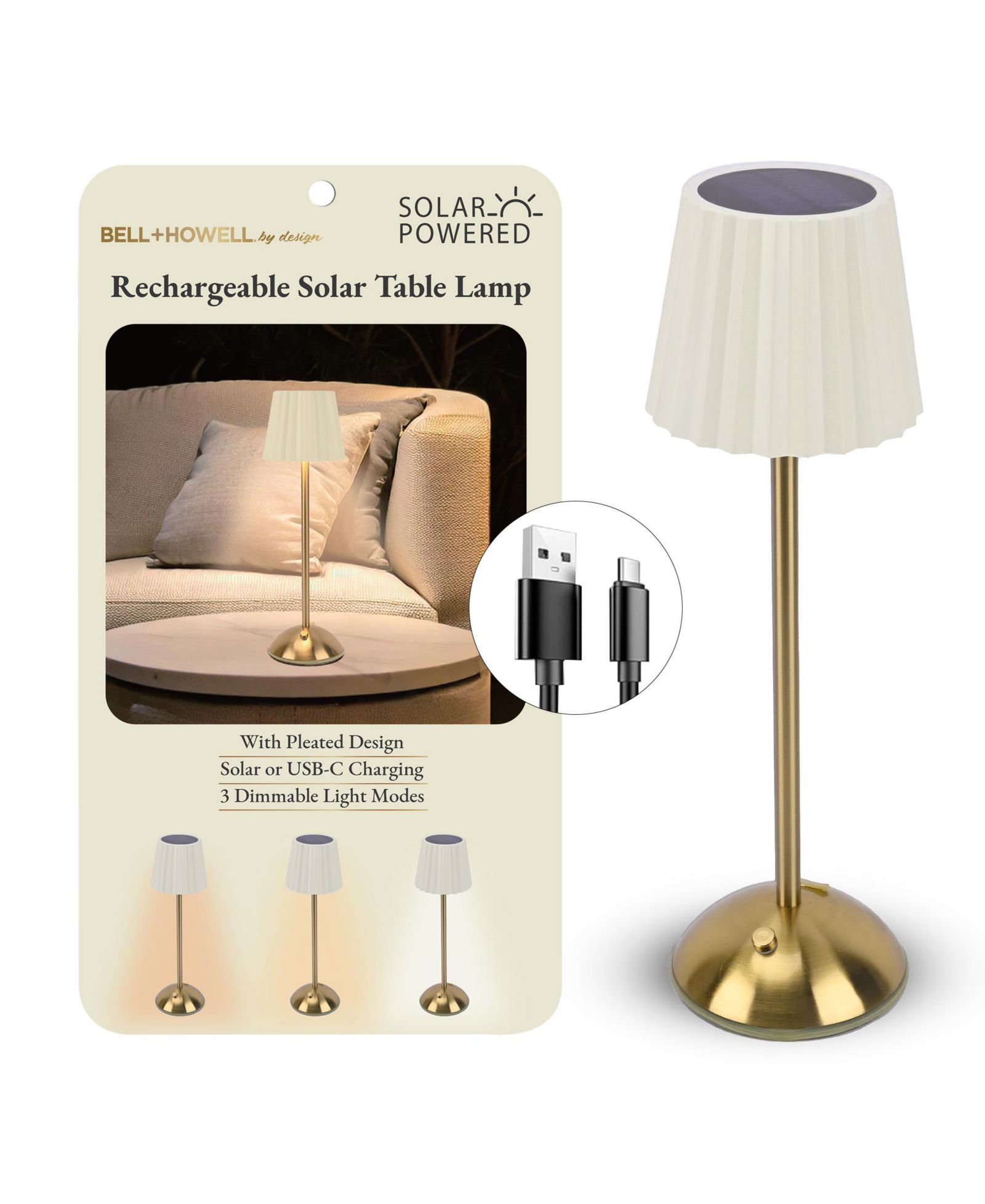 Bell + Howell настольная лампа с аккумулятором и регулируемой яркомостью LED
