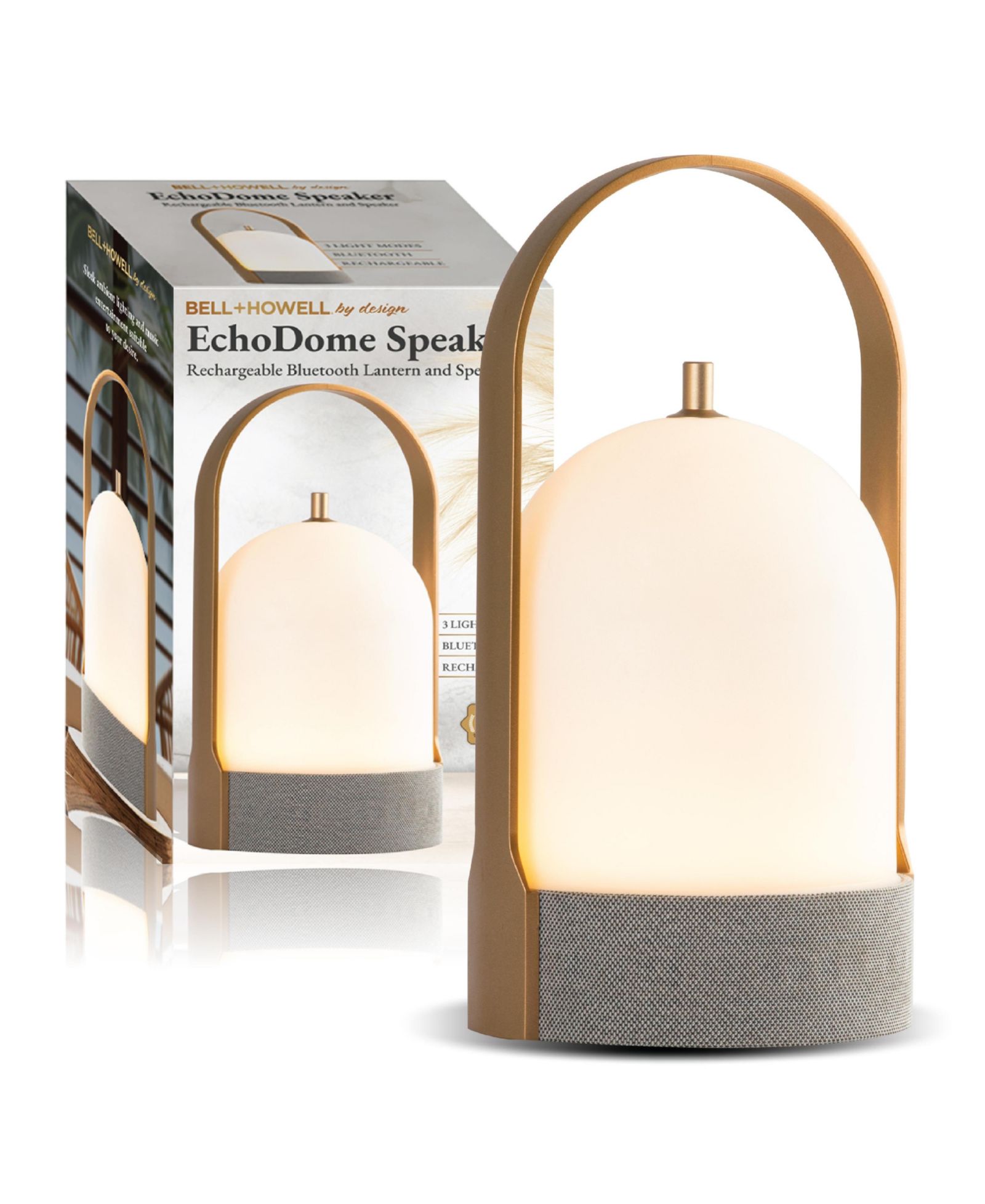 Bell + Howell Echo Dome Rechargeable Bluetooth LED Portable Lantern Speaker Touch Control Table Lamp