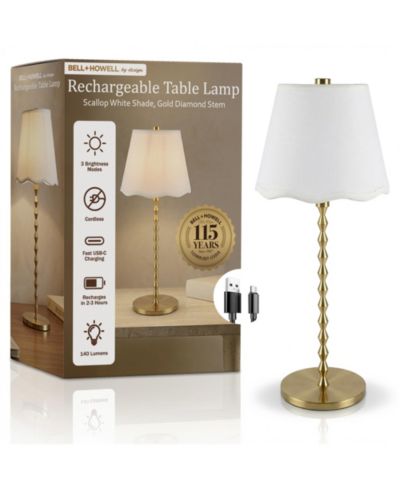 Настольная лампа Bell + Howell Stem Scallop Shade Rechargeable Touch Control LED Dimmable Cordless
