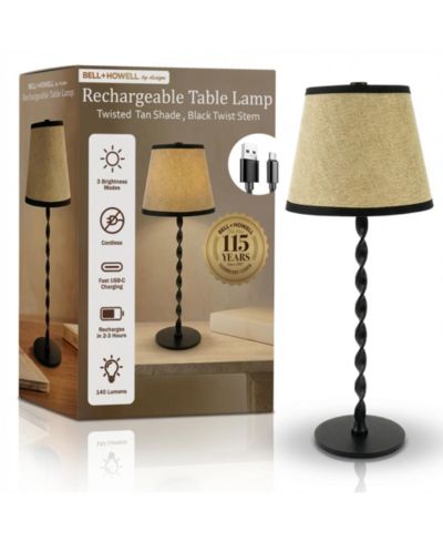 Bell + Howell Настольная лампа Bell + Howell Twist Stem Twisted Linen Shade Rechargeable Touch Control LED Dimmable Cordless Table Lamp