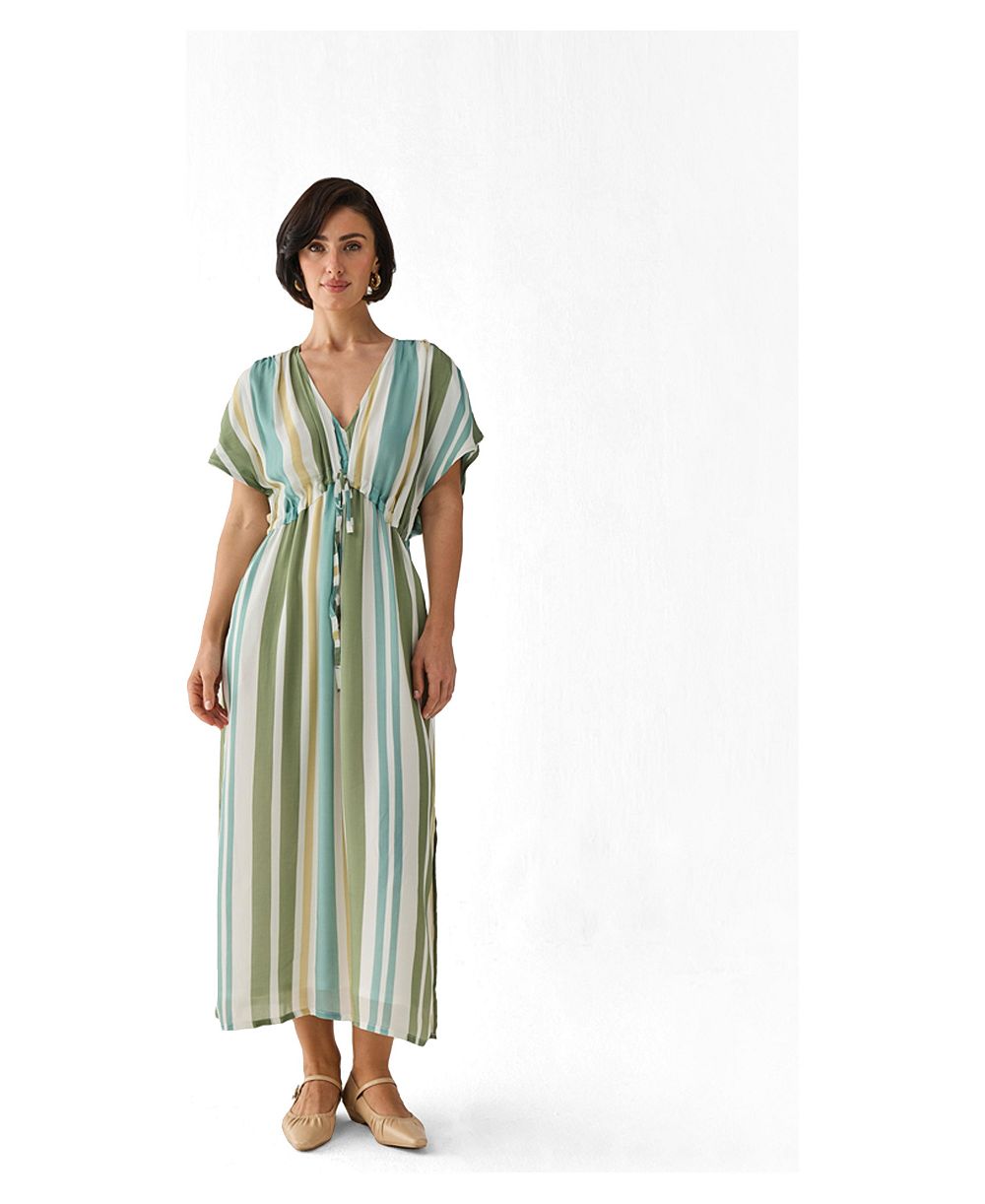 Женское платье макси Reistor Striped Drawstring Waist