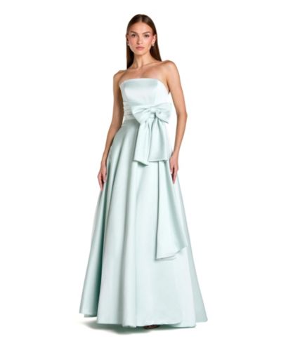 Mac Duggal Женское вечернее платье из атласа без бретелек с бантом