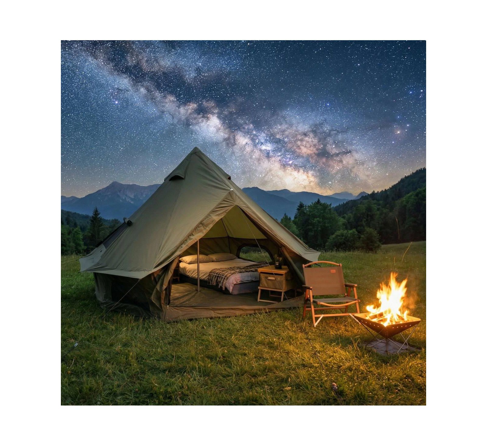 Streamdale Furniture 4 Season 13.1Feet Waterproof Bell Tent with Stove Jack for 8 People