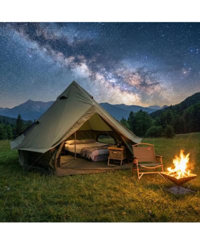 Streamdale Furniture 4 Season 13.1Feet Waterproof Bell Tent with Stove Jack for 8 People