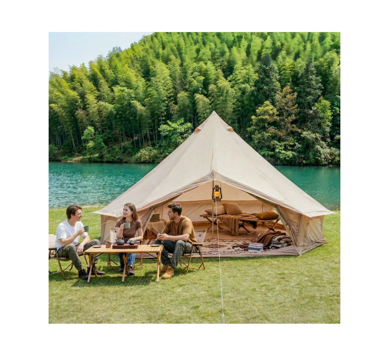 Streamdale Furniture 4-Season 13.1feet Waterproof Bell Tent with Stove Jack for 8 People