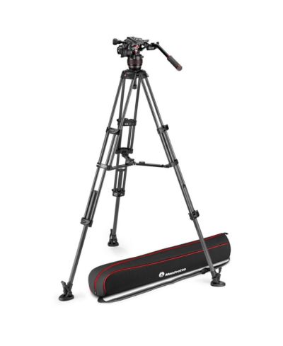 Manfrotto трехсекционный карбоновый штатив с двухножкой, видеоголовой Nitrotech 608 и средней распоркой