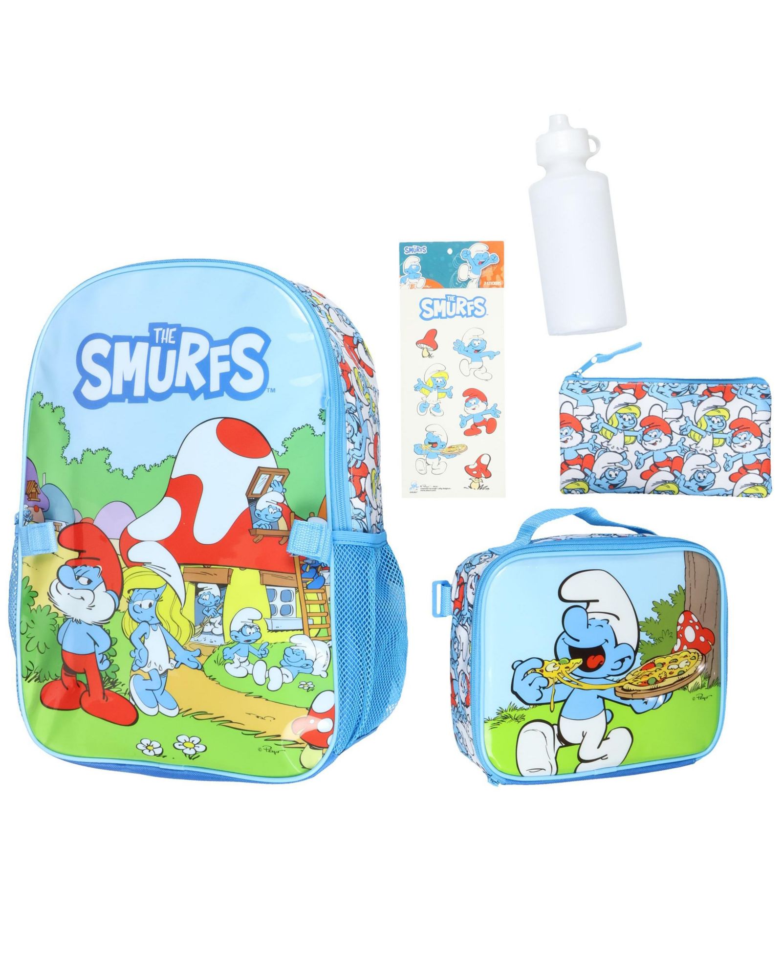 Smurfs The Backpack 5 Piece Mega Set School Book Bag with Lunch Box