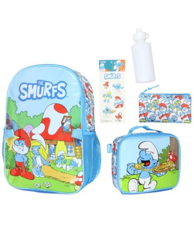 Smurfs рюкзак набор из 5 предметов со школьной сумкой и ланч-боксом