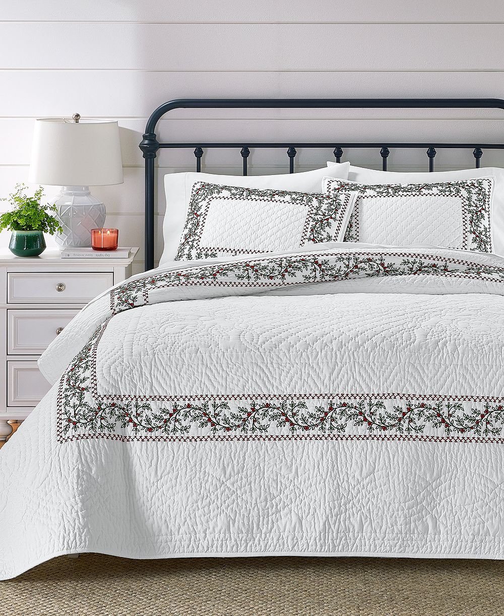 Charter Club Festive Frame Quilted 3-Piece Quilt Set, King, Macy's Exclusive