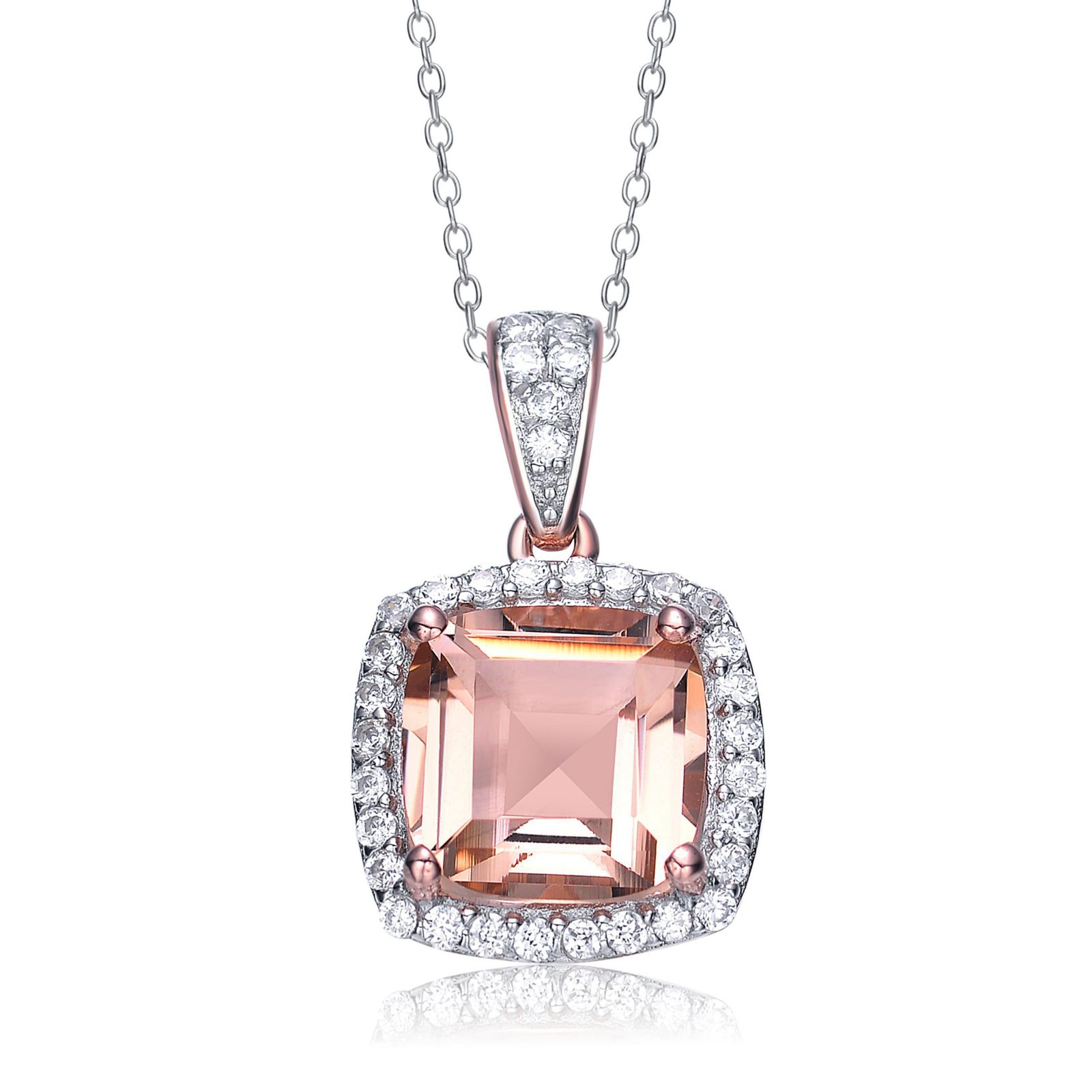 Подвеска Genevive Elegant Gold Plated Cushion-Cut CZ