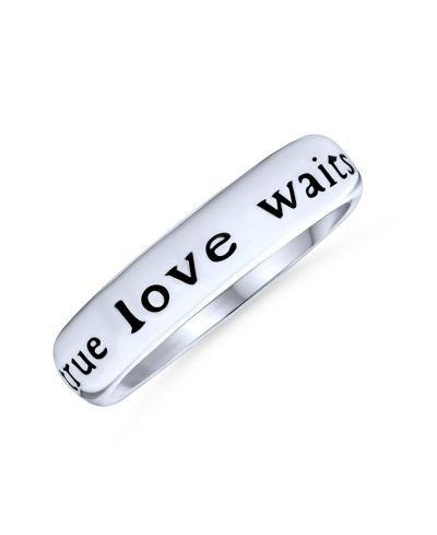 Bling Jewelry Purity Promise Ring Band True Love Waits Mantra Words .925 Sterling Silver