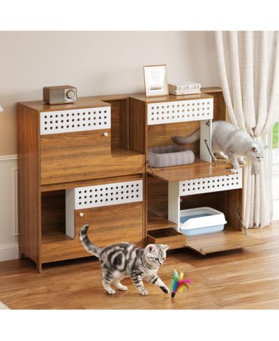 Streamdale Furniture 2-in-1 Modern Cat Litter Box Enclosure and Side Table