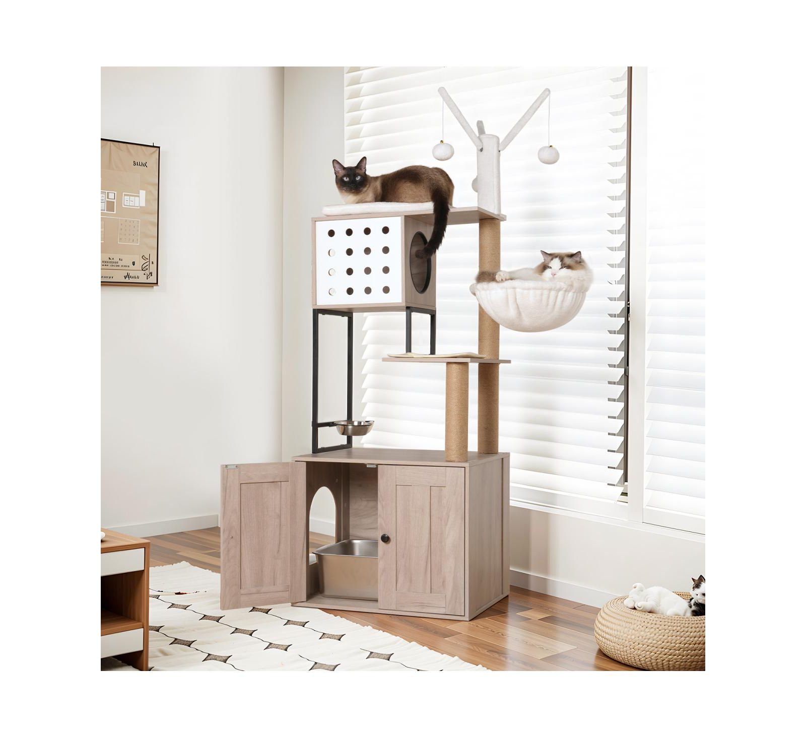 Streamdale Furniture современный кошачий комплекс с лотком и когтеточками