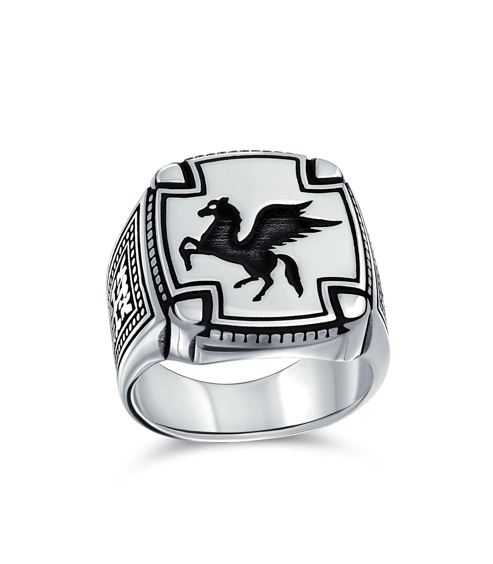 Мужское перстень Bling Jewelry Pegasus Signet, серебро .925, мифический конь
