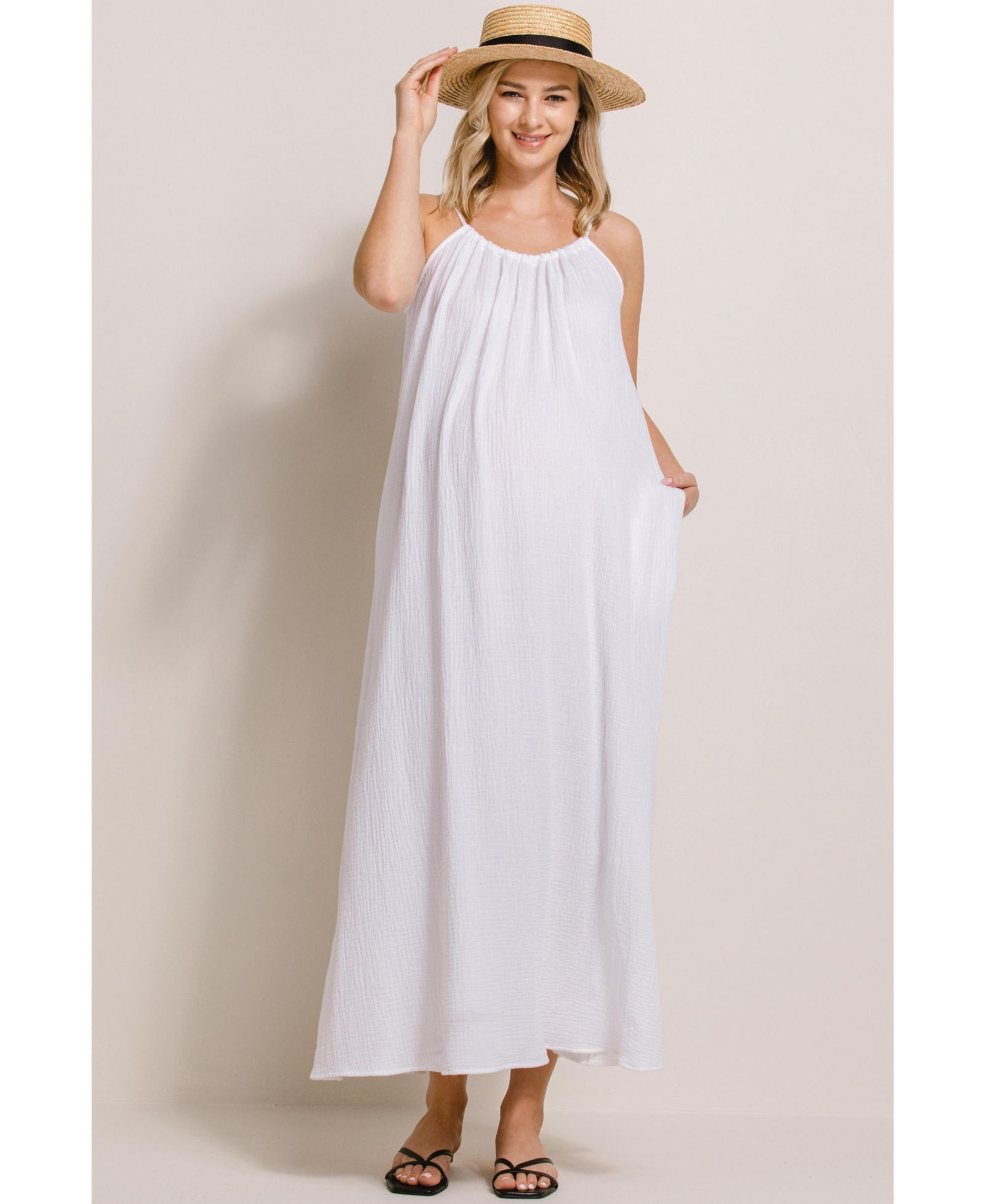 Женское платье Hello Miz Maternity Sleeveless Scoop Neck Maxi с карманами